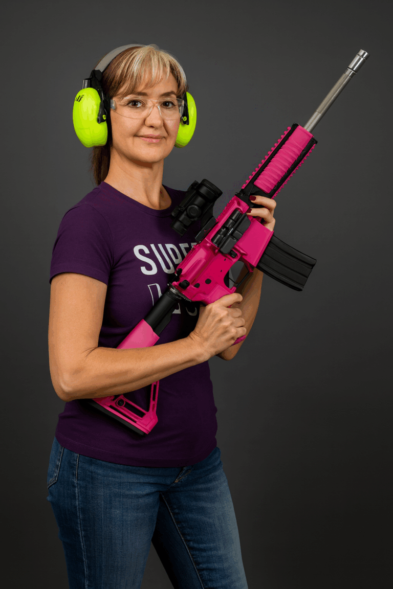Pink AR-15 firearm